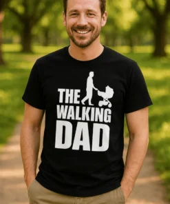 Morsom t-skjorte med teksten THE WALKING DAD som gave til pappa