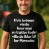 Morsom t-skjorte Traktor slår Mercedes med humoristisk traktor-design som gaveidé