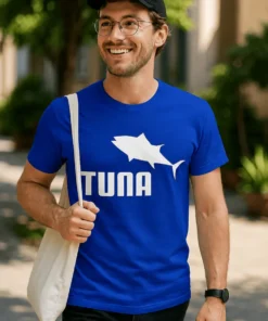 Morsom t-skjorte Tuna med trykket TUNA på myk bomulls t-skjorte