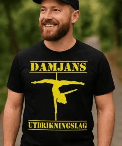 Morsom t-skjorte utdrikningslag med navn med trykket DAMJANS UTDRIKNINGSLAG