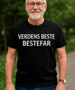 Morsom t-skjorte Verdens beste bestefar med teksten VERDENS BESTE BESTEFAR