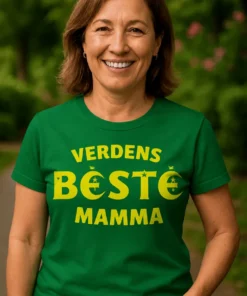 Morsom t-skjorte Verdens beste mamma med teksten VERDENS BESTE MAMMA
