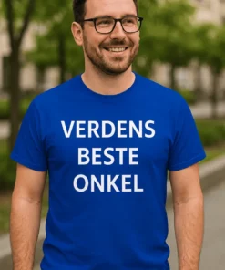 Morsom t-skjorte Verdens beste onkel med teksten VERDENS BESTE ONKEL