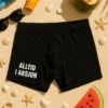 Morsomme boksershorts med teksten ALLTID I AKSJON som humoristisk gave