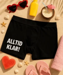 Morsomme boksershorts Alltid klar med trykket ALLTID KLAR! som morsom gaveidé
