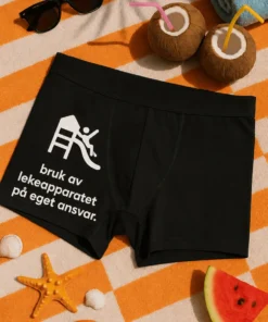 Morsomme boksershorts med teksten bruk av lekeapparatet på eget ansvar