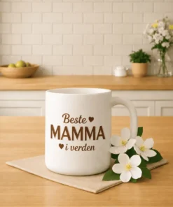 Morsomt krus Beste mamma i verden med teksten Beste MAMMA ♥ i verden