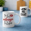 Morsomt krus Mr og Mrs Right med teksten MR. Mrs. always Right RIGHT